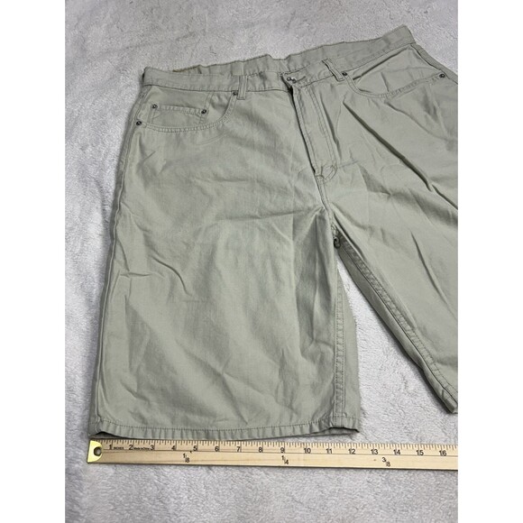 Levi's 569 Loose Fit Straight Leg Khaki Sand Tan Denim Jean Shorts Men's Size 38 - Picture 6 of 7